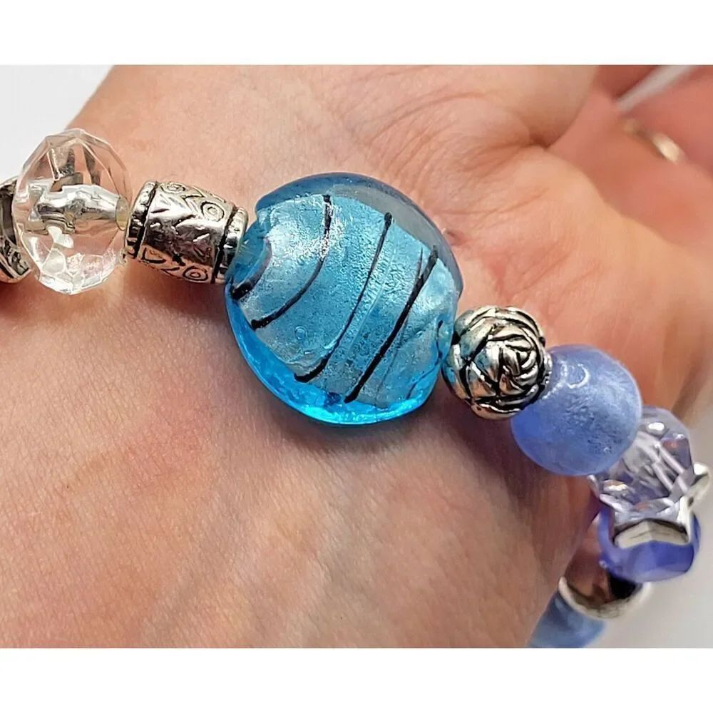 Blown Glass Chunky Beaded Bracelet 7in